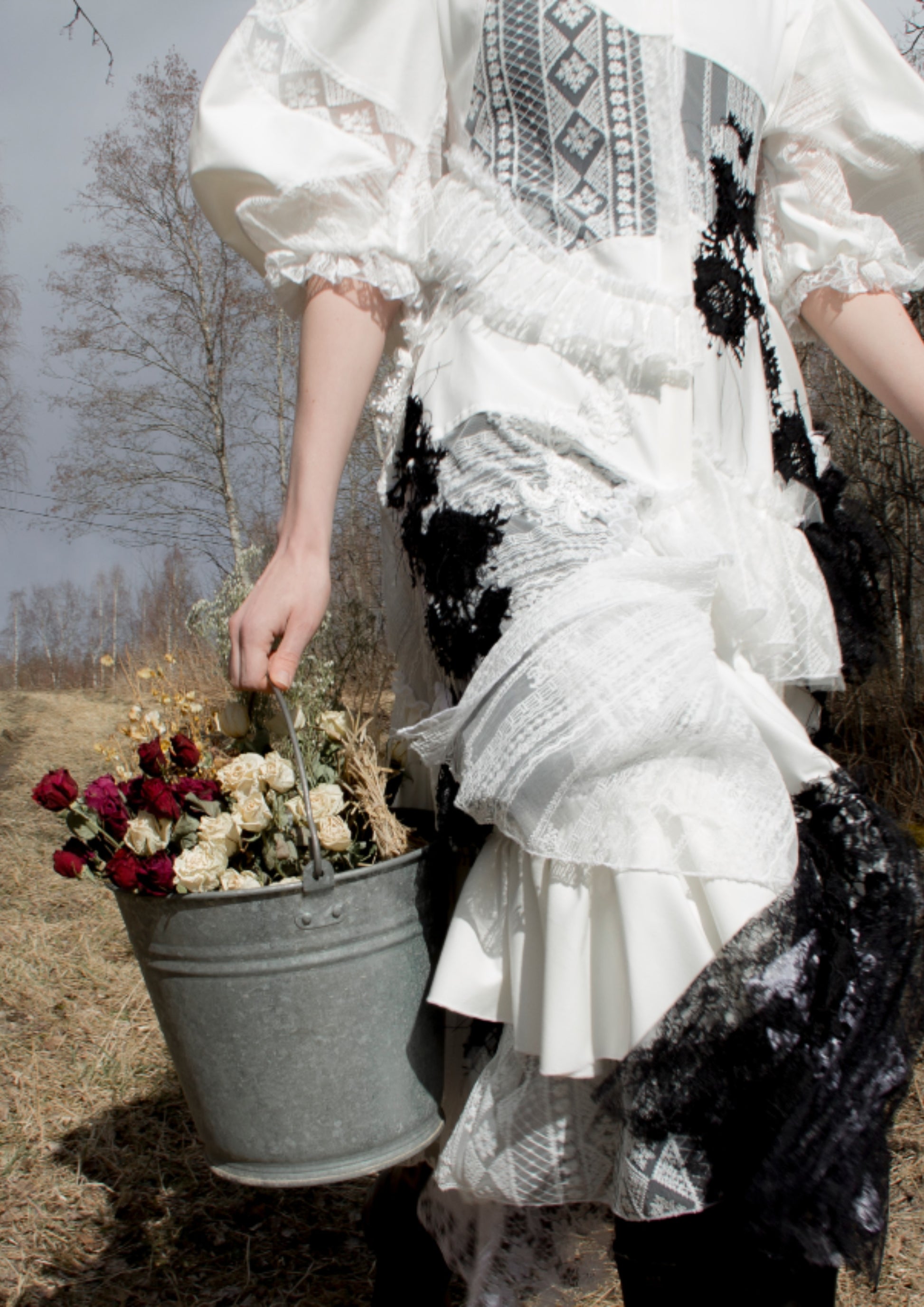 The Finnish National Romance Museum creates ready to wear pieces inspired by Finnish nature, history and culture. The FNRM Kaski lace ruffle dress.